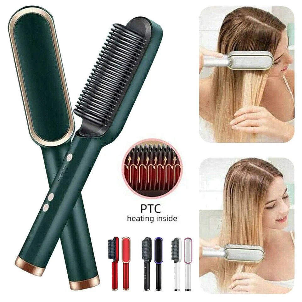 2-in-1 Hair Straightener & Curler Brush – Salon Results at Home