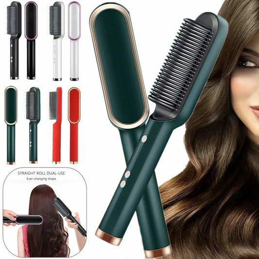 2-in-1 Hair Straightener & Curler Brush – Salon Results at Home