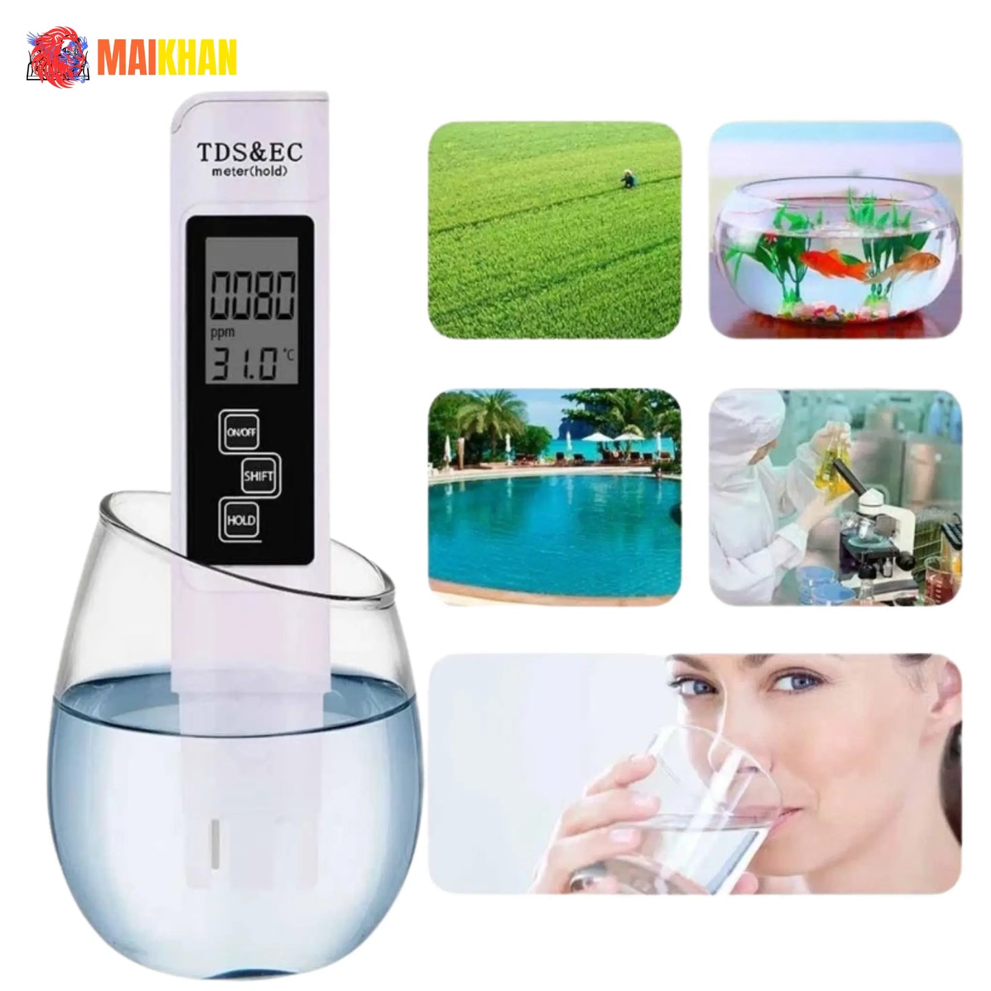 Portable Digital Water Tester (3‑in‑1) | TDS, EC & Temperature Meter