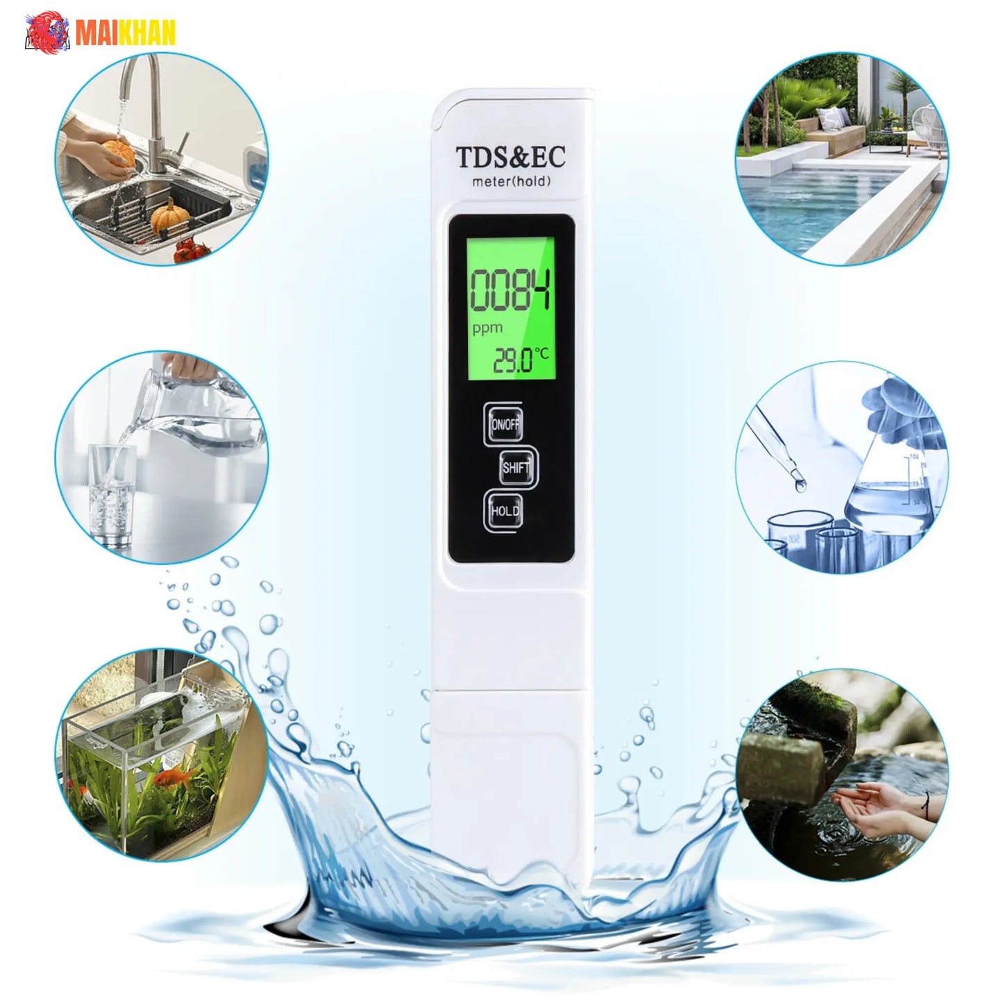 Portable Digital Water Tester (3‑in‑1) | TDS, EC & Temperature Meter